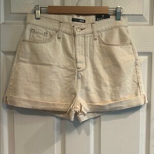 Fashion Nova Cream High Waisted Jean Shorts